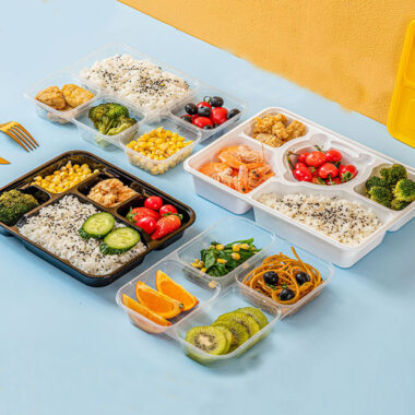 Leakproof lidded plastic food container for takeaway and kitchen storage