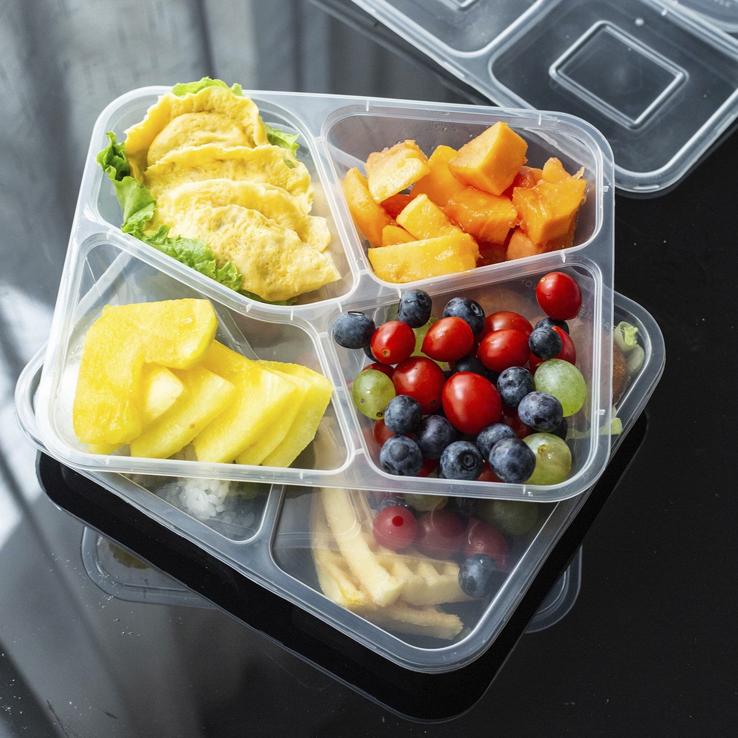Microwave-safe takeaway plastic food container for fast food packaging