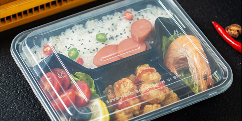 Microwave-safe takeaway plastic food container for fast food packaging