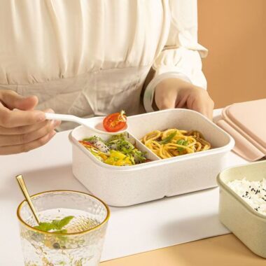 Microwave safe compartment PP reusable lunch container for office use