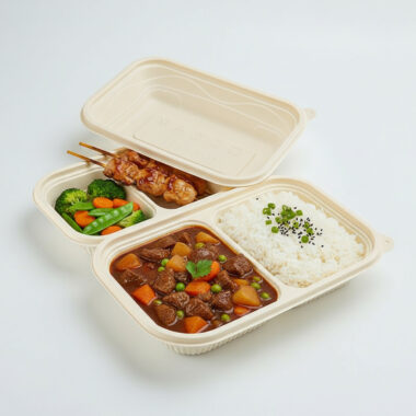 Compostable food container for office lunch and picnic use