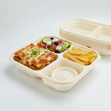 Compostable food container for office lunch and picnic use