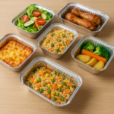 Aluminum foil food container for baking, takeaway, and catering