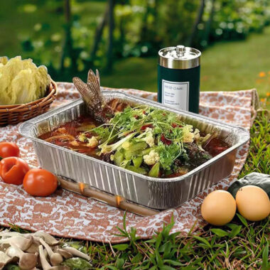 Aluminum foil food container for baking, takeaway, and catering