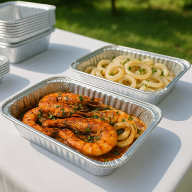 Aluminum foil food container for baking, takeaway, and catering