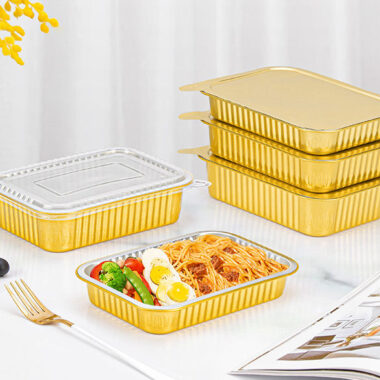 Aluminum foil food container for restaurant use