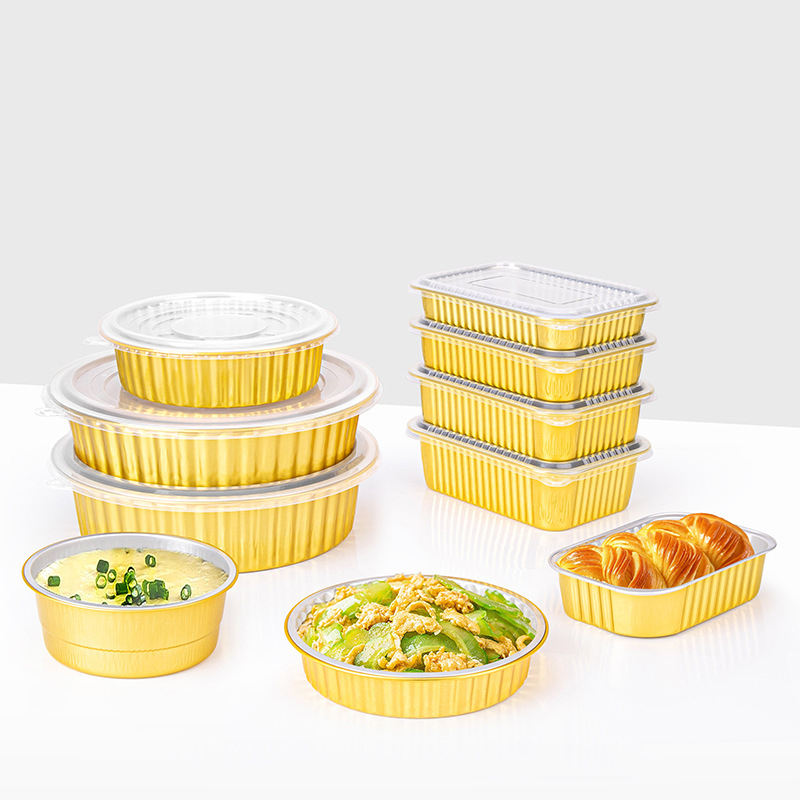 Aluminum foil food container for restaurant use