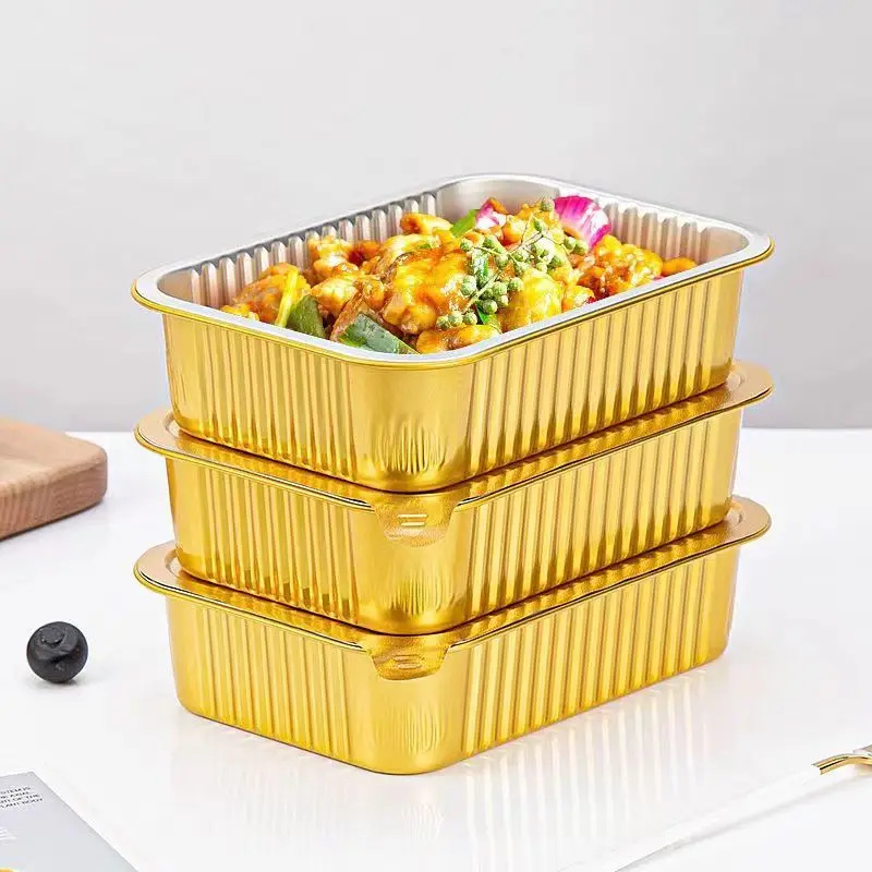 Aluminum foil food container for restaurant use