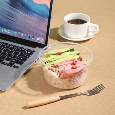 Round transparent microwavable food container for meal prep