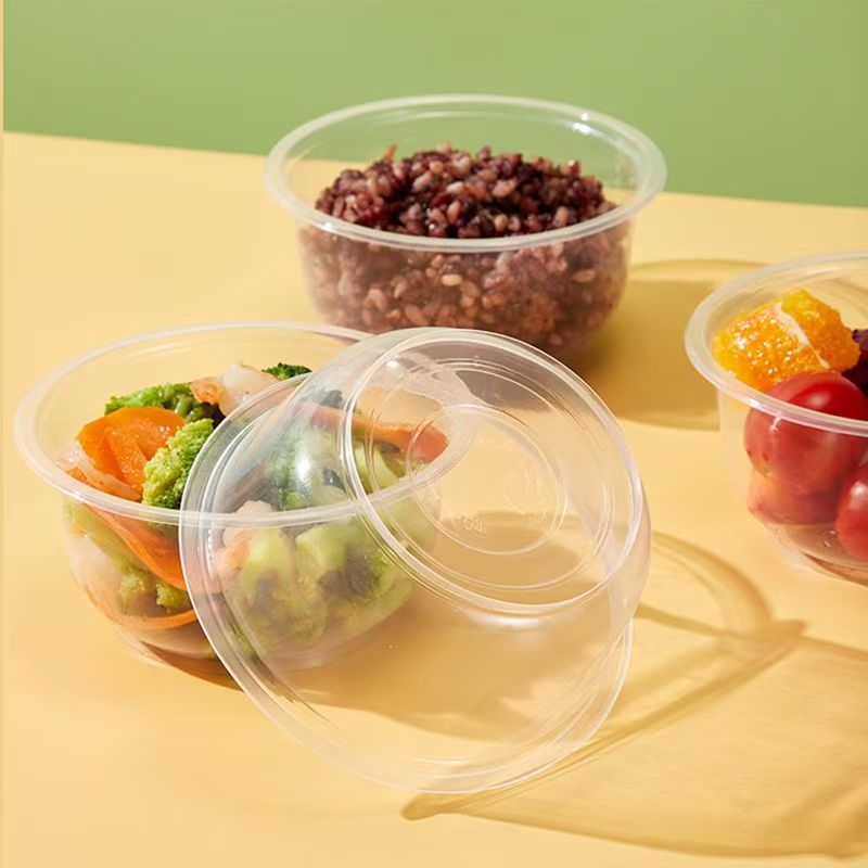 Round transparent microwavable food container for meal prep