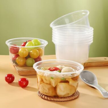 Round transparent microwavable food container for meal prep