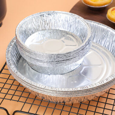 Round aluminum foil food container for baking and takeaway