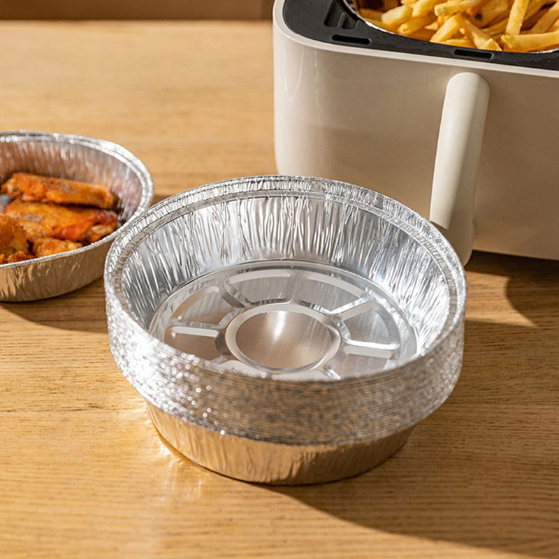 Round aluminum foil food container for baking and takeaway