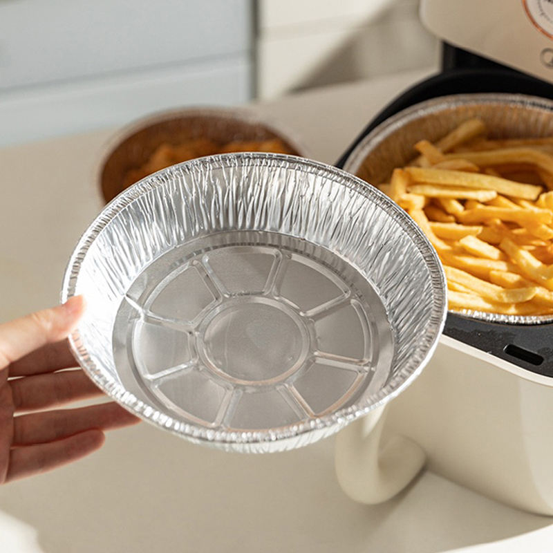 Round aluminum foil food container for baking and takeaway