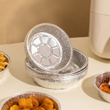 Round aluminum foil food container for baking and takeaway