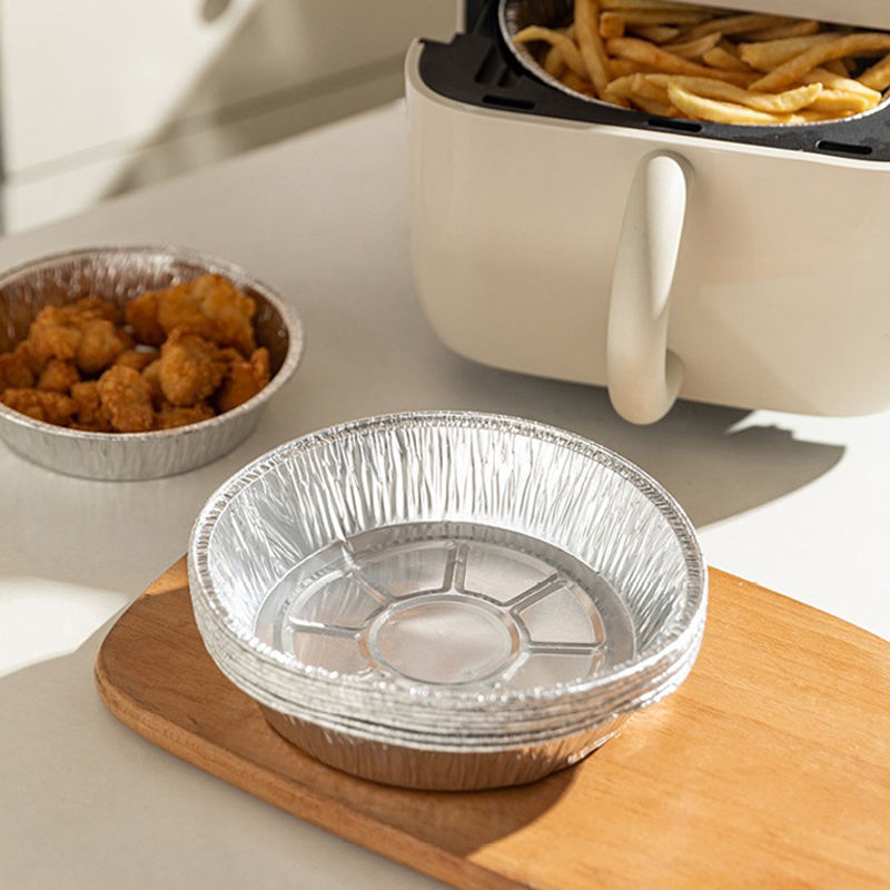 Round aluminum foil food container for baking and takeaway