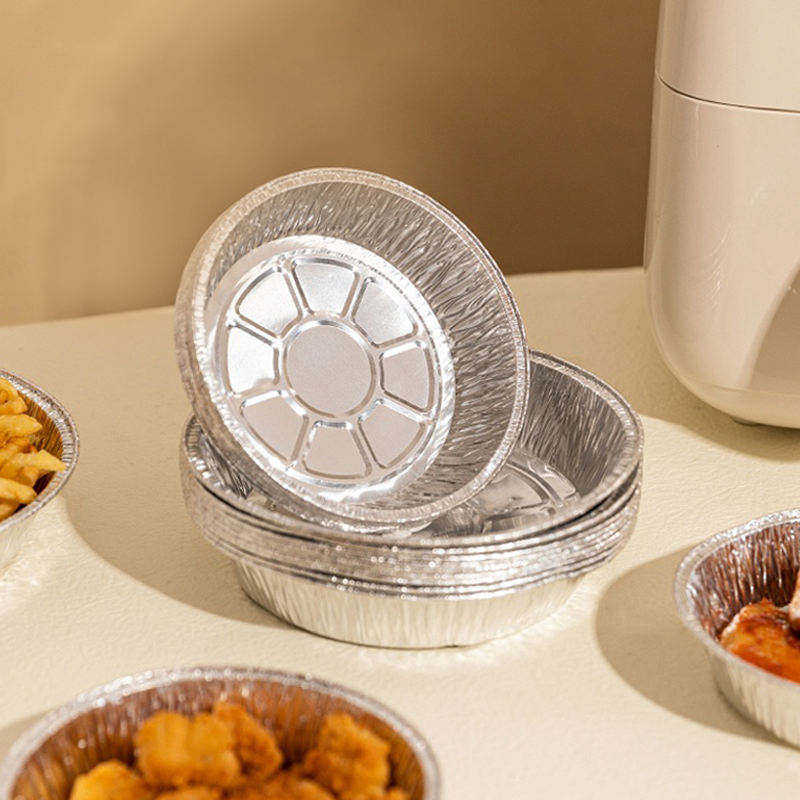 Round aluminum foil food container for baking and takeaway