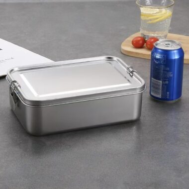 Rectangular stainless steel food-grade containers for kitchen storage