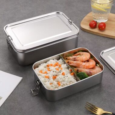Rectangular stainless steel food-grade containers for kitchen storage
