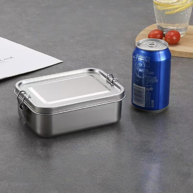 Rectangular stainless steel food-grade containers for kitchen storage