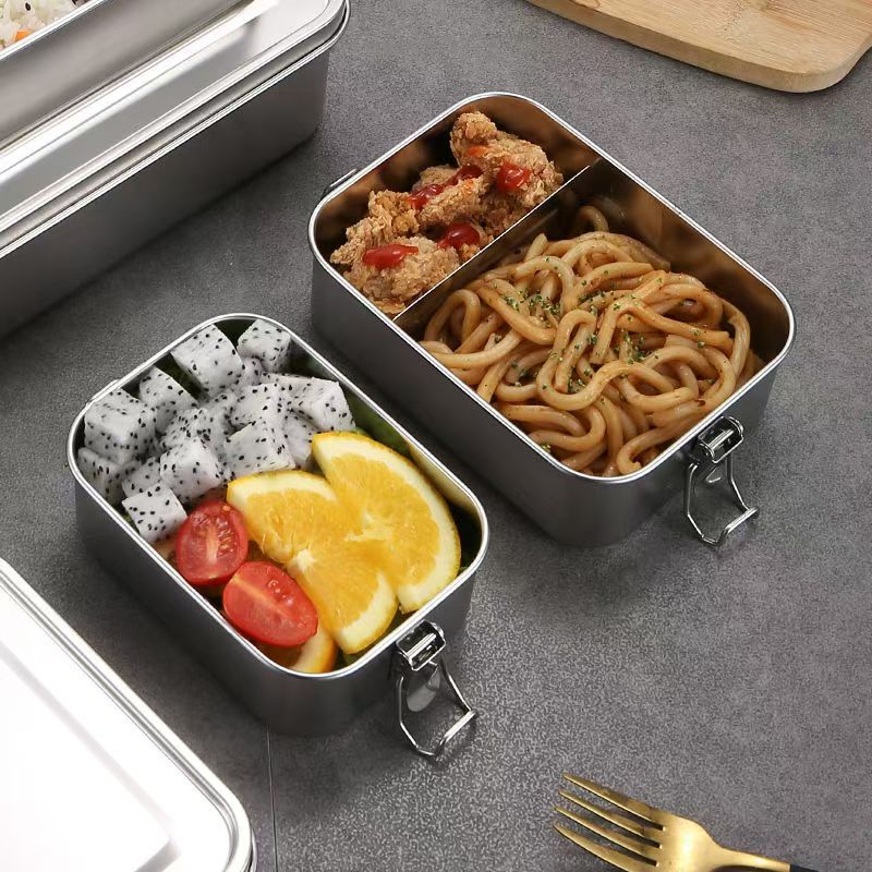 Rectangular stainless steel food-grade containers for kitchen storage