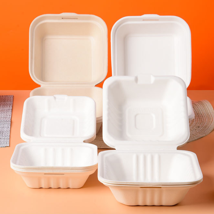 Sugarcane bagasse compostable food container for eco food packaging