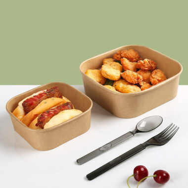 Eco-friendly kraft paper food container for restaurant and catering packaging