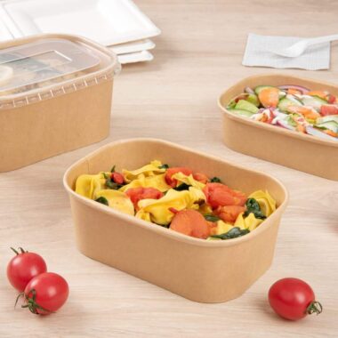 Eco-friendly kraft paper food container for restaurant and catering packaging