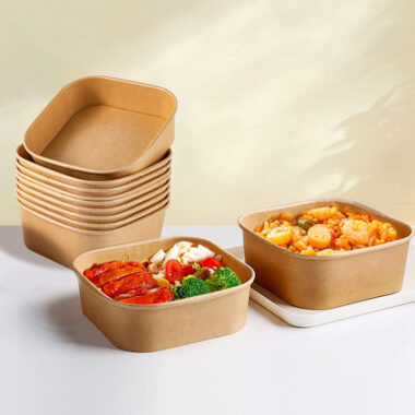 Eco-friendly kraft paper food container for restaurant and catering packaging