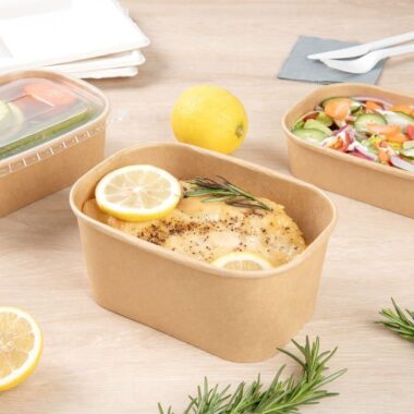 Eco-friendly kraft paper food container for restaurant and catering packaging