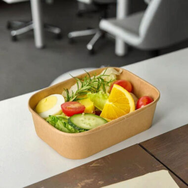 Eco-friendly kraft paper food container for restaurant and catering packaging
