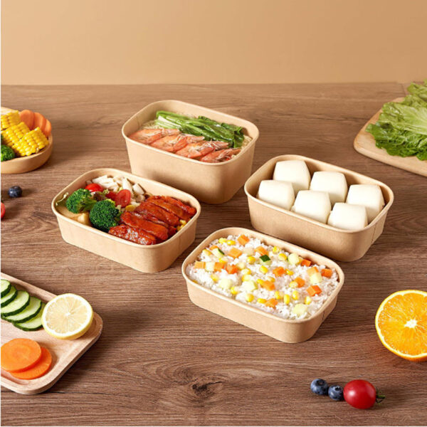 Eco-friendly kraft paper food container for restaurant and catering packaging