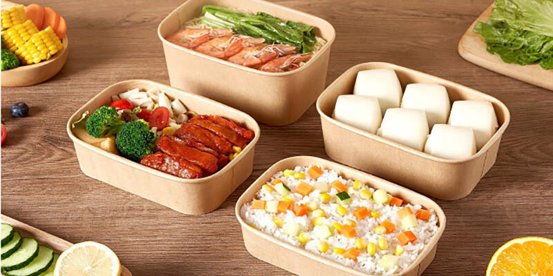 Eco-friendly kraft paper food container for restaurant and catering packaging