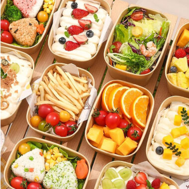 Eco-friendly kraft paper food container for takeaway packaging