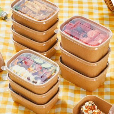 Eco-friendly kraft paper food container for takeaway packaging