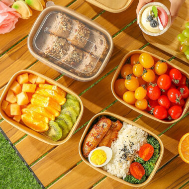 Eco-friendly kraft paper food container for takeaway packaging