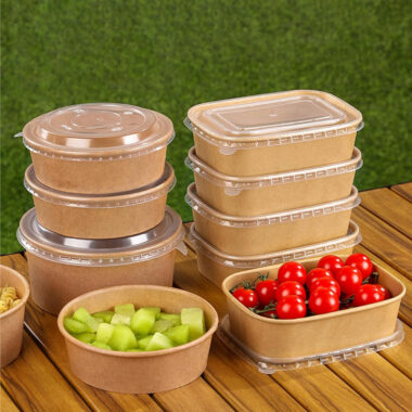 Eco-friendly kraft paper food container for takeaway packaging