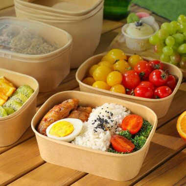 Eco-friendly kraft paper food container for takeaway packaging