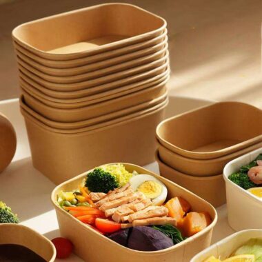 Eco-friendly kraft paper food container for takeaway packaging