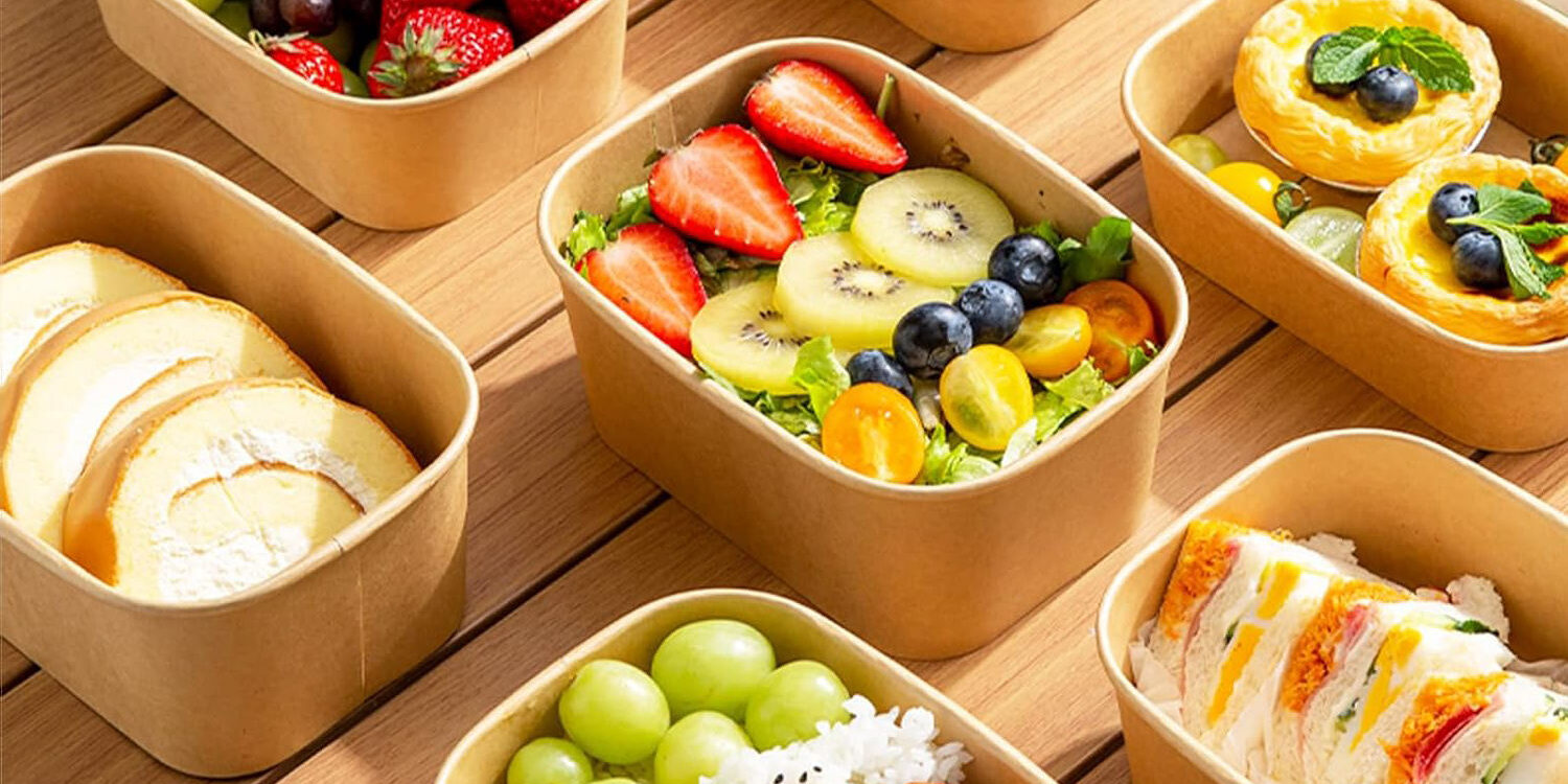 Eco-friendly kraft paper food container for takeaway packaging