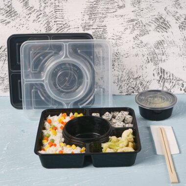 Plastic takeaway lunch box food container for restaurant packaging