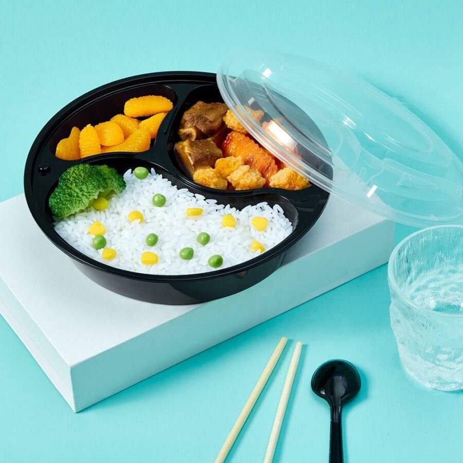 Plastic takeaway lunch box food container for restaurant packaging