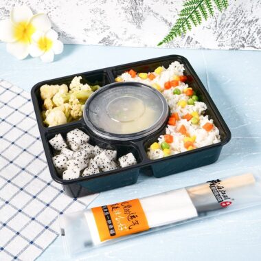 Plastic takeaway lunch box food container for restaurant packaging