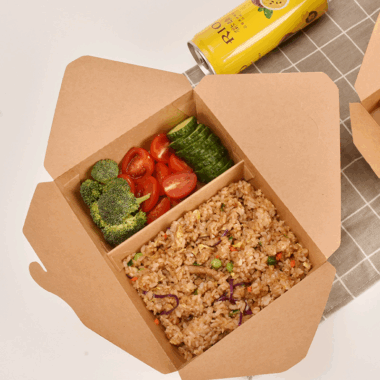 Paper food container for takeaway fried chicken and fries