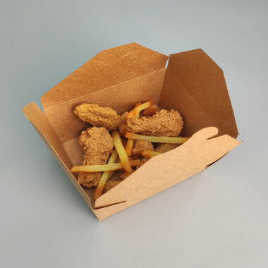 Paper food container for takeaway fried chicken and fries