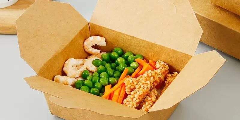 Paper food container for takeaway fried chicken and fries