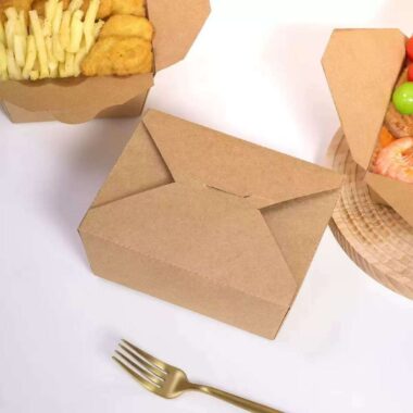 Paper food container for takeaway fried chicken and fries
