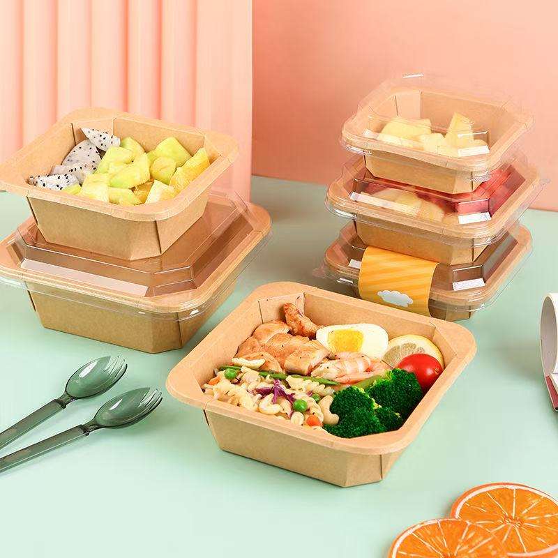 Food-grade paper salad takeaway container for restaurants and cafés