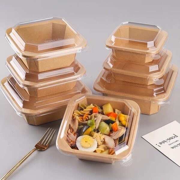 Food-grade paper salad takeaway container for restaurants and cafés
