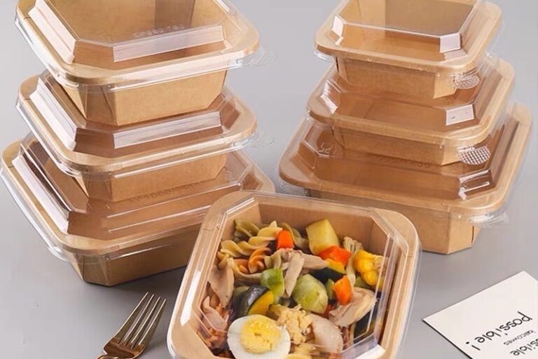 Food-grade paper salad takeaway container for restaurants and cafés